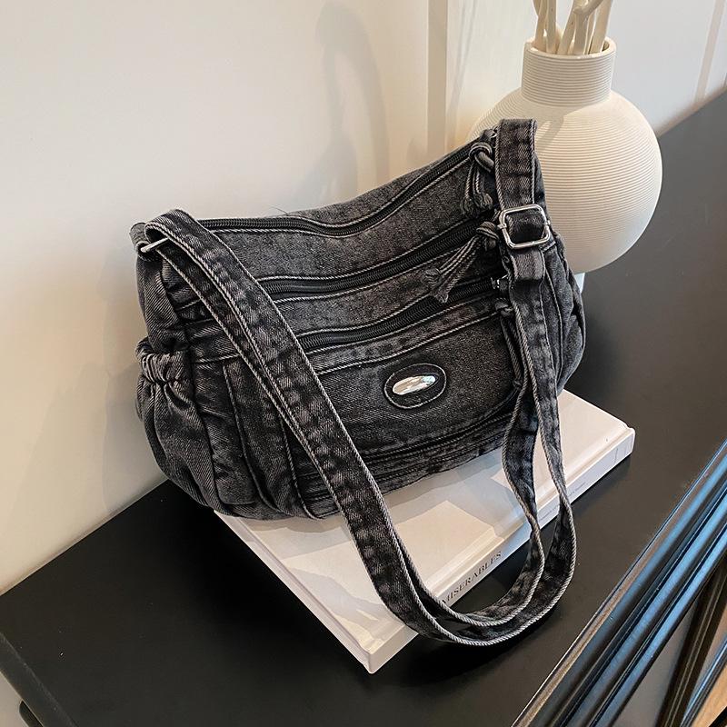 Denim Laid-back Style Retro Single-shoulder Bag Backpack Travel Mom Bag