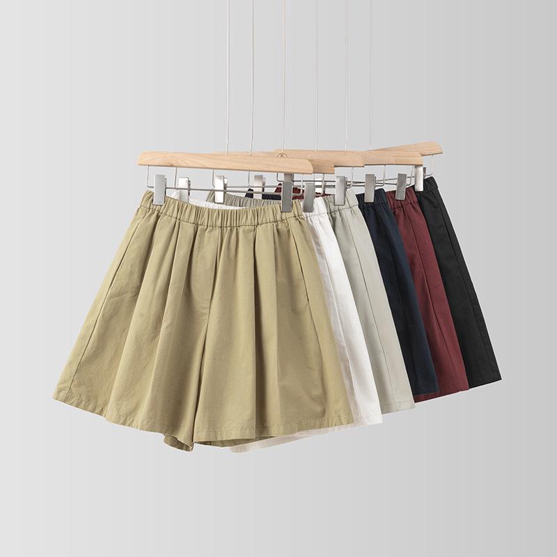 Saidi Pure Cotton Women's High Waist Loose Pleated Summer Casual Shorts