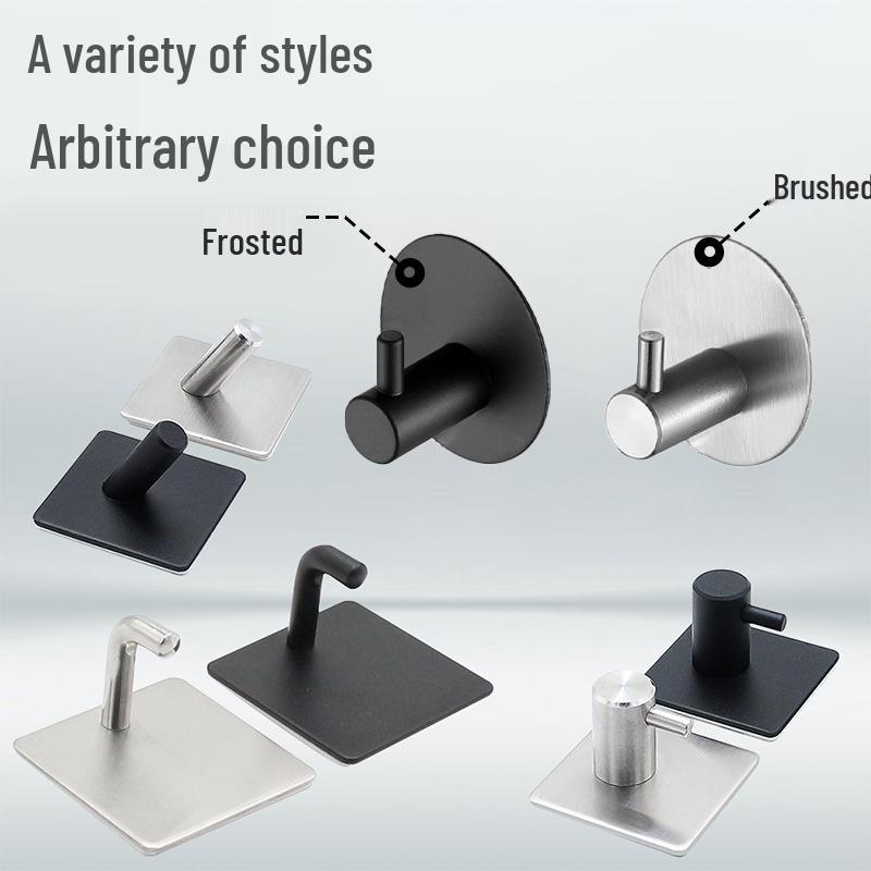 Stainless Steel No-Drill Adhesive Hook for Doors and Walls