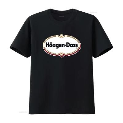 Häagen Dazs Ice Cream Logo Print T Shirt Stylish and Unique Design for Lovers Vintage Washed Homme Graphic Designer Clothes