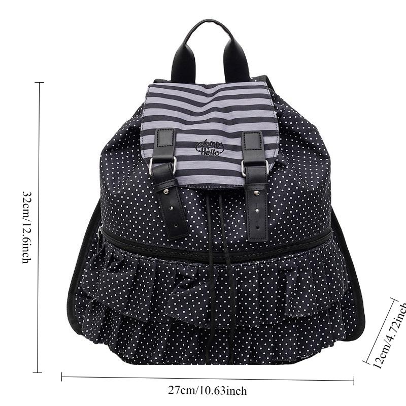 Ballet style Double Backpack Cute Polka Dot Women New Fashion Nylon Shoulder Bag Casual Large Capacity Schoolbag