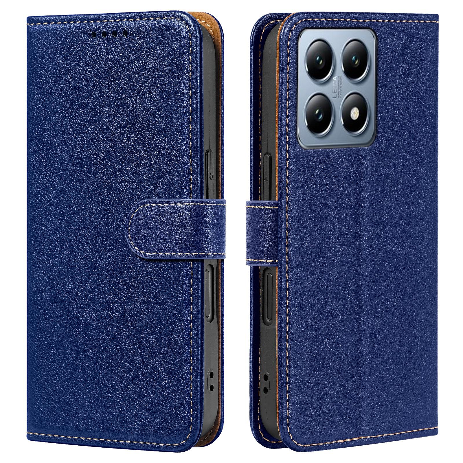 

Чохол для Xiaomi 14T Pro Гаманець з RFID-захистом Шкіряний чохол для телефону з текстурою лічі Магнітна застібка Blue