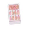 24 Pieces Almond Shape False Nail Medium Length Stick On Nail With Delicate 3D Floral Patterns Nail Art Decoration