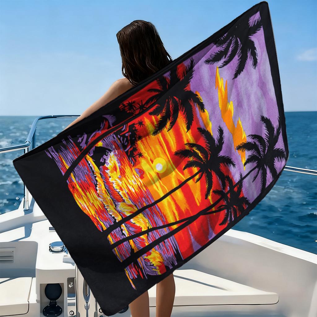 1 Stück Hawai-Landschaftsdesign Strandtuch Schnelltrocknend Großformat Geeignet für Strand Pool Sommer Lustiges Geschenk für Freunde Familien
