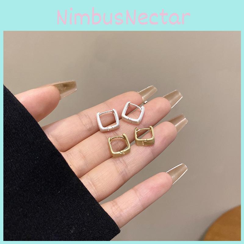 Unique And Trendy Geometric Copper Earrings With Sandblasted Finish