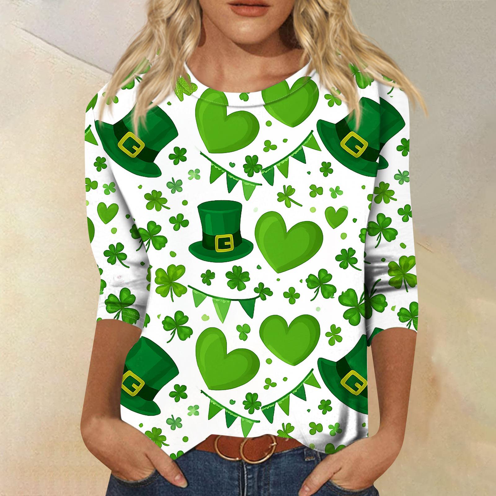 

Women s Fashionable Casual Three-quarter Sleeve Printed Round Neck Top XL