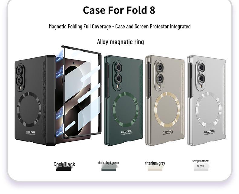 Samsung Z Fold8 Magnetic Phone Case with Full Coverage, Wireless Charging, Ring, Film Hinge, Anti-fall Protection
