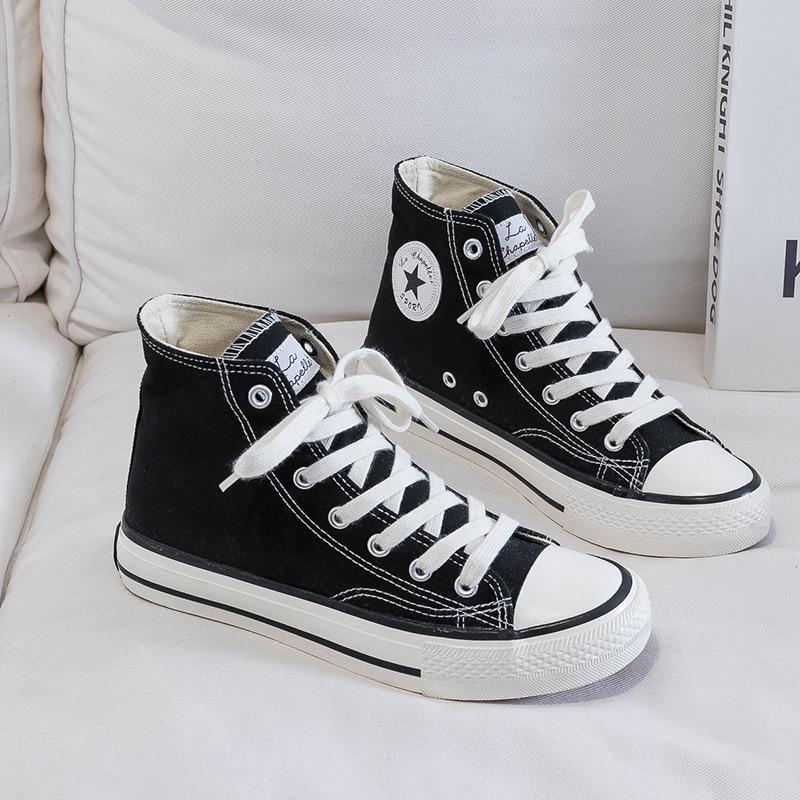 

Три пары вулканизированных парусиновых туфель женские 2021 весна и осень новые высокие классические повседневные универсальные модные кеды прилив 35