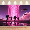 2D Artistic Futuristic Tapestry for Gaming Content Creation & Home Decor