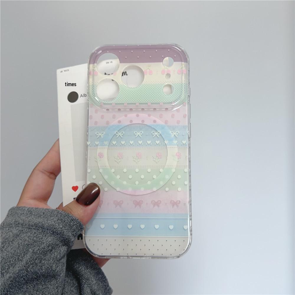 

Dopamine Bow Polka Dot Patchwork iPhone 17Pro 16PM Drop-Proof Case for Women 15 Pro