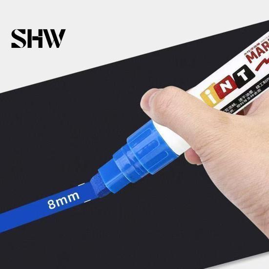 Rubber Tire Paint Pens 12 Colors Flat Tip Marker, Oil Based Broad Pen for Metal Heavy Duty Steel Glass Leather, Waterproof Quick Dry Touch Up
