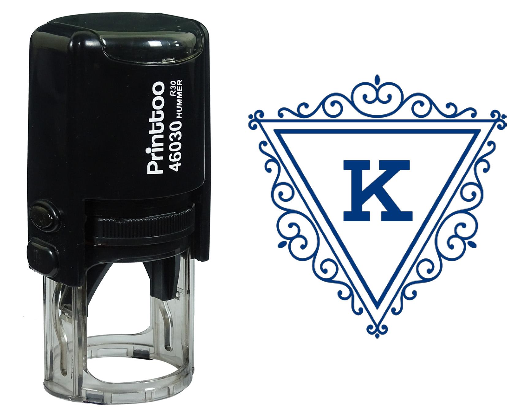 

Printtoo K Alphabet Swirl Border Triangle Monogram Initial Self Inking Rubber Stamp Office 30 mm Diameter (Approx) синій