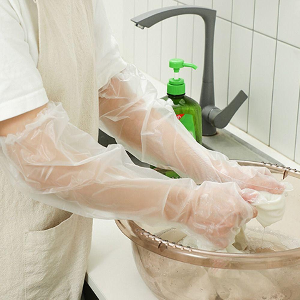 Transparent Disposable Hand Sleeves Non-Slip Cleaning Long Gloves Disposable Gloves for Kitchen