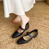Aphixta 2.5cm Low Heel Mary Janes Hook Loop Square Toe Shallow Woman Heels Shoes Metal Buckle Shoes for Woman Zapatos De Mujer