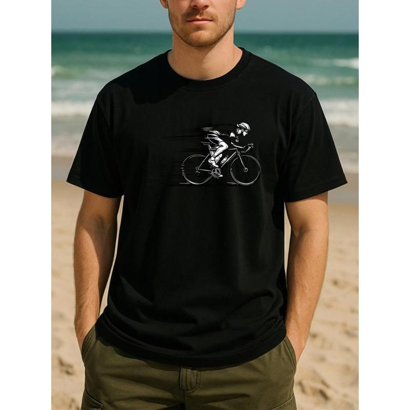 Europäische Größen Speed-Radsport-Enthusiast | Reines T-Shirt mit lebendigem Sportstil, geeignet für alle Jahreszeiten | Bequem und atmungsaktiv, Freizeit-Sport