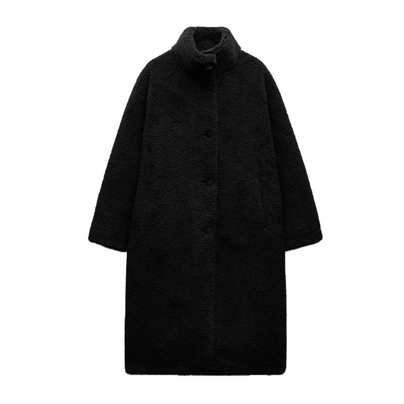 Autumn and Winter New Women clothes Western Style Fleece Long Long sleeve Stand Collar Temperament Coat Outerwear 8372301