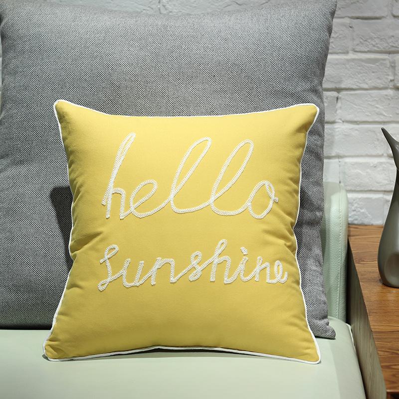 

Вышитая бархатная наволочка для подушки Скандинавский желтый хлопок Мягкая наволочка Американский стиль Комната Диван Наволочка для подушки 45 * 45cm (pillowcase)