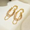 Fashion Double-layer Zircon Tassel Chain Cartilage Clip Earrings Women Gold Plated No Piercing Ear Cuff Luxury Wedding Jewelry