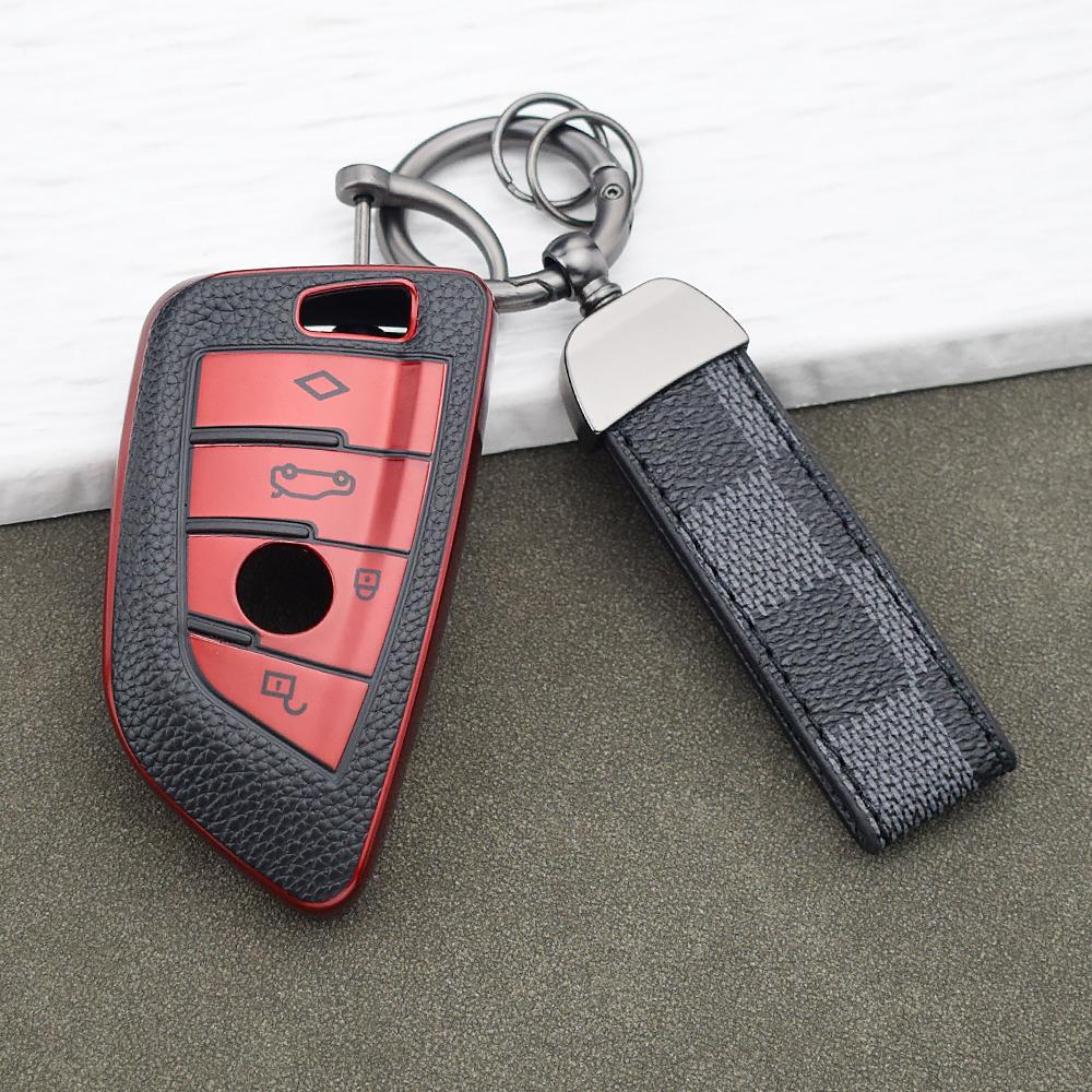 Premium Tpu Leather Key Fob Cover For Bmw 3 Series 5 Series X5 X3 X1 X6 X7 1 6 7 Series G20 G30 G01 F48 F15 F16 G02 G11 Keychain