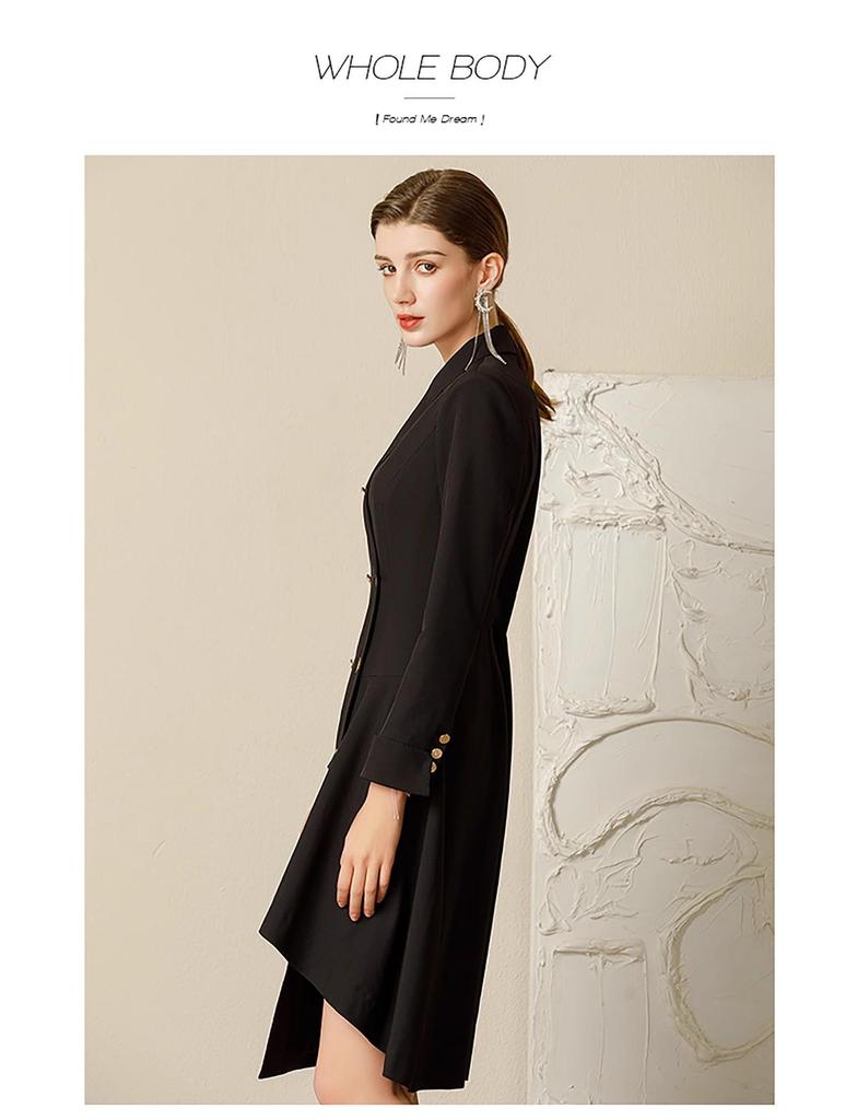 Damen Schwarzes Slim Fit Asymmetrisches Formelles Kleid für Professionelle und Formelle Anlässe