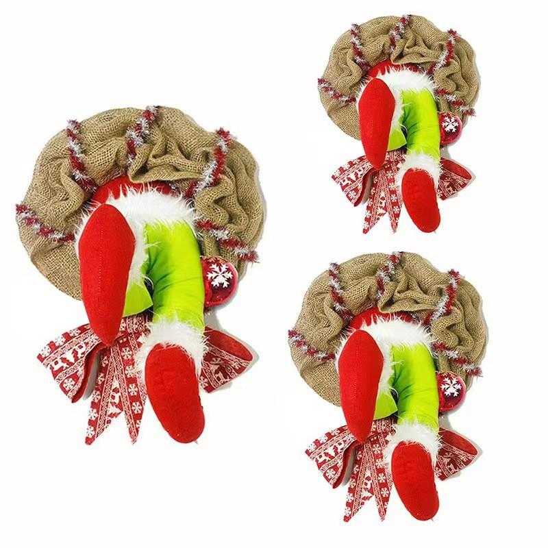 Santa Wreath Plush Ornament Christmas Hanging Decor Home Wall Door
