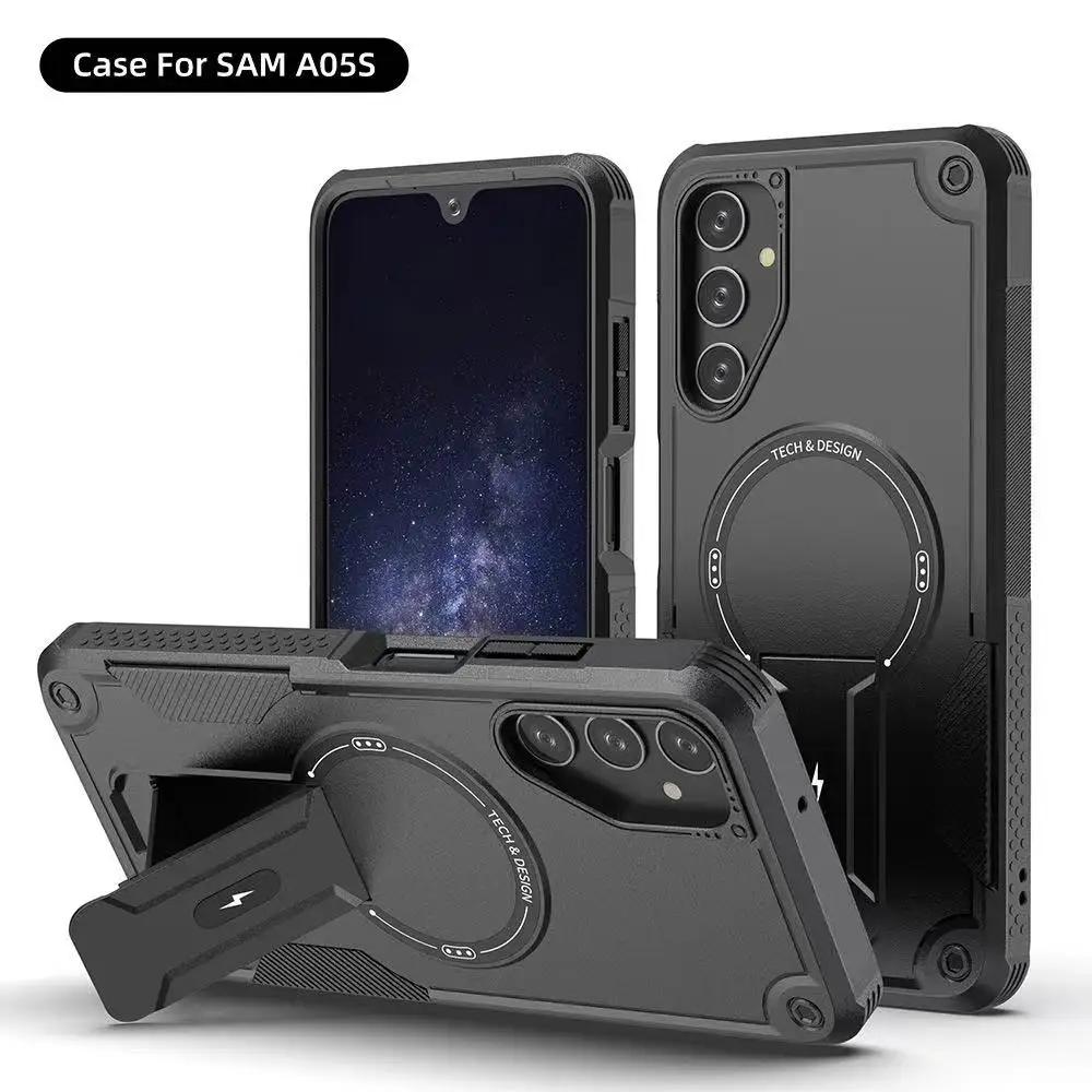 Armor Magnetic Case for Samsung Galaxy S25 Ultra Plus A56 A36 A26 A06 A05S A15 A14 Magsafe Wireless Charge With Kickstand Cover