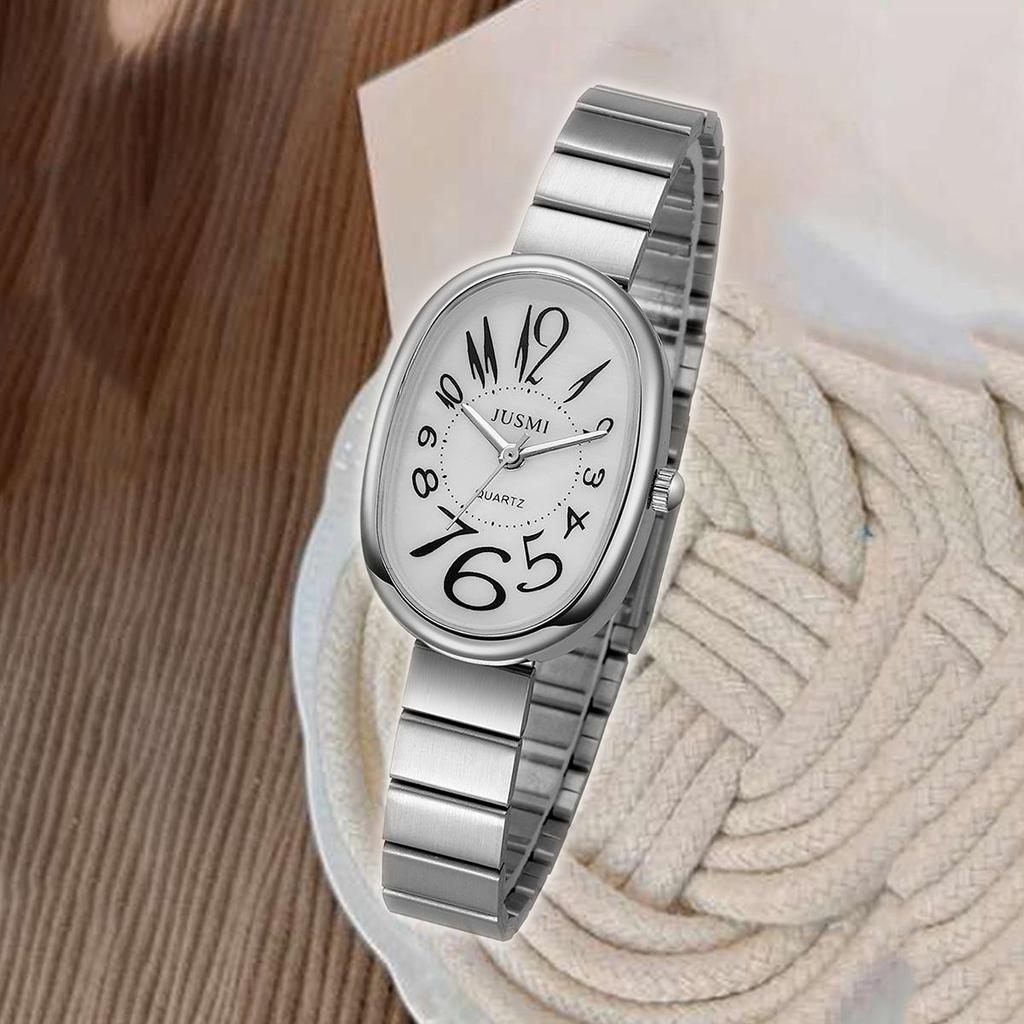 Retro Ovales Zifferblatt Stahlband Damen Koreanischer Stil Uhr