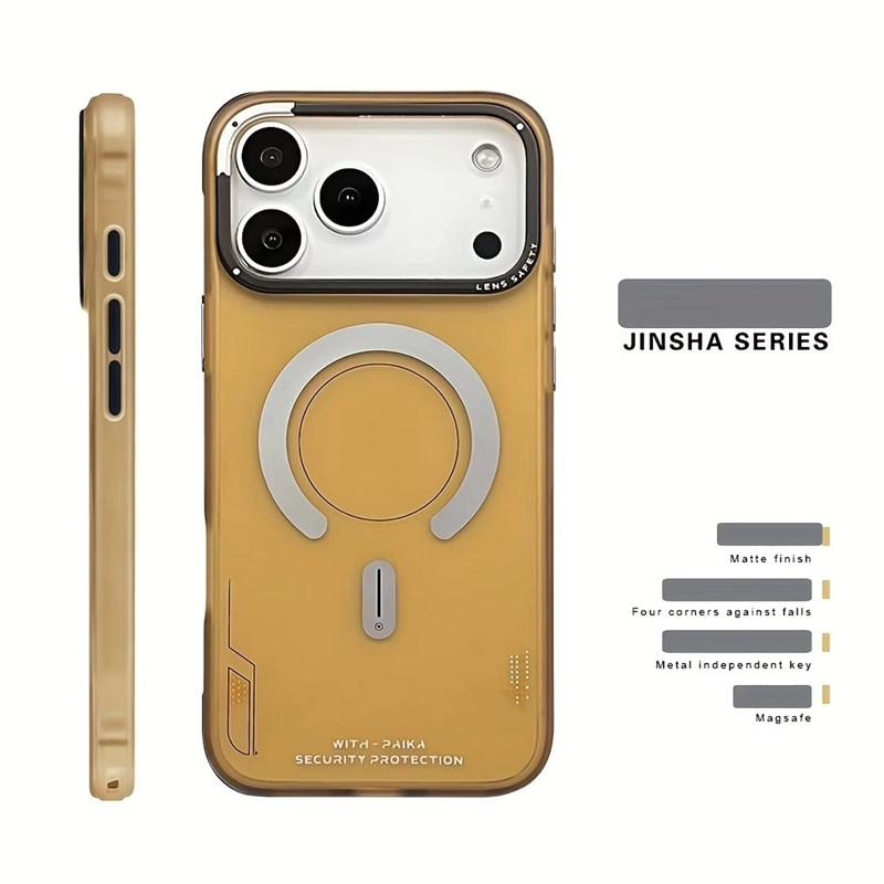 Luxury New Magnetic Sandblasted Semi Transparent Case for IPhone 17 Air 16 15 14 13 Pro Max Lens Protection Shockproof Cover