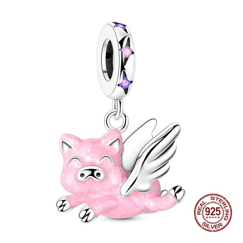 New In Original Charms Copper Cute Panda Holding Heart-Shaped Charms Beads Fit 3Mm Original Bracelet Women Diy Jewelry Gifts