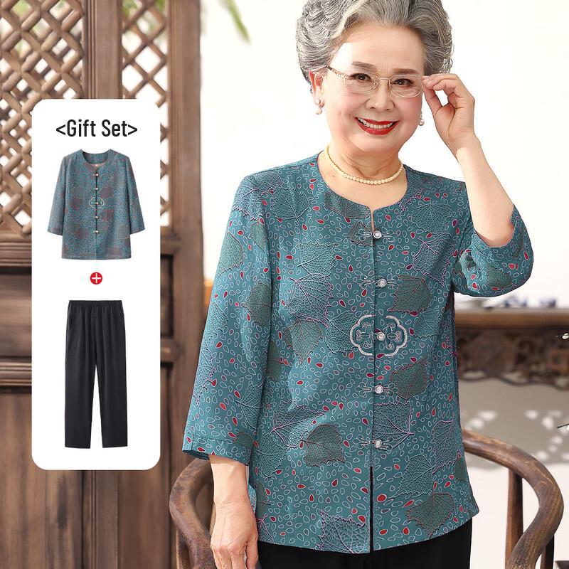 Datang Furen Elderly Women s Summer Breathable Blouse Set 3XL