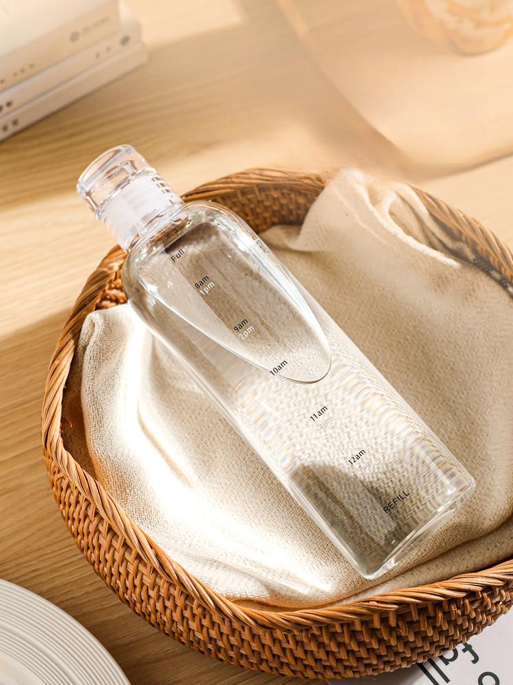 Japanese style time scale glass cup high value coffee drink juice cup portable large capacity transparent water cups