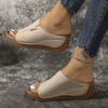 Fashion Lightweight Peep Toe Wedges Slippers Women Summer Platform Thick Sole Sandals Woman Plus Size Pu Leather Slides Shoes Mujer 43