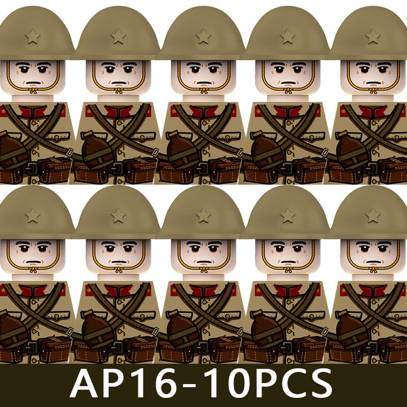 WW2 Military Soldier Figures Building Blocks Army Japanese Warrior Medical Nurse Officer Infantry Helmets UV Printed Bricks Toys