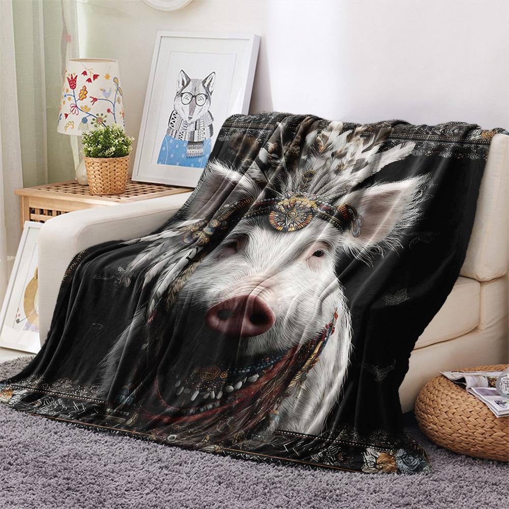 1PC Adorned Wild Sovereign Print FlAannel Blanket, High quality Comfortable for All Seasons, Home Decor, Warmth and Comfort