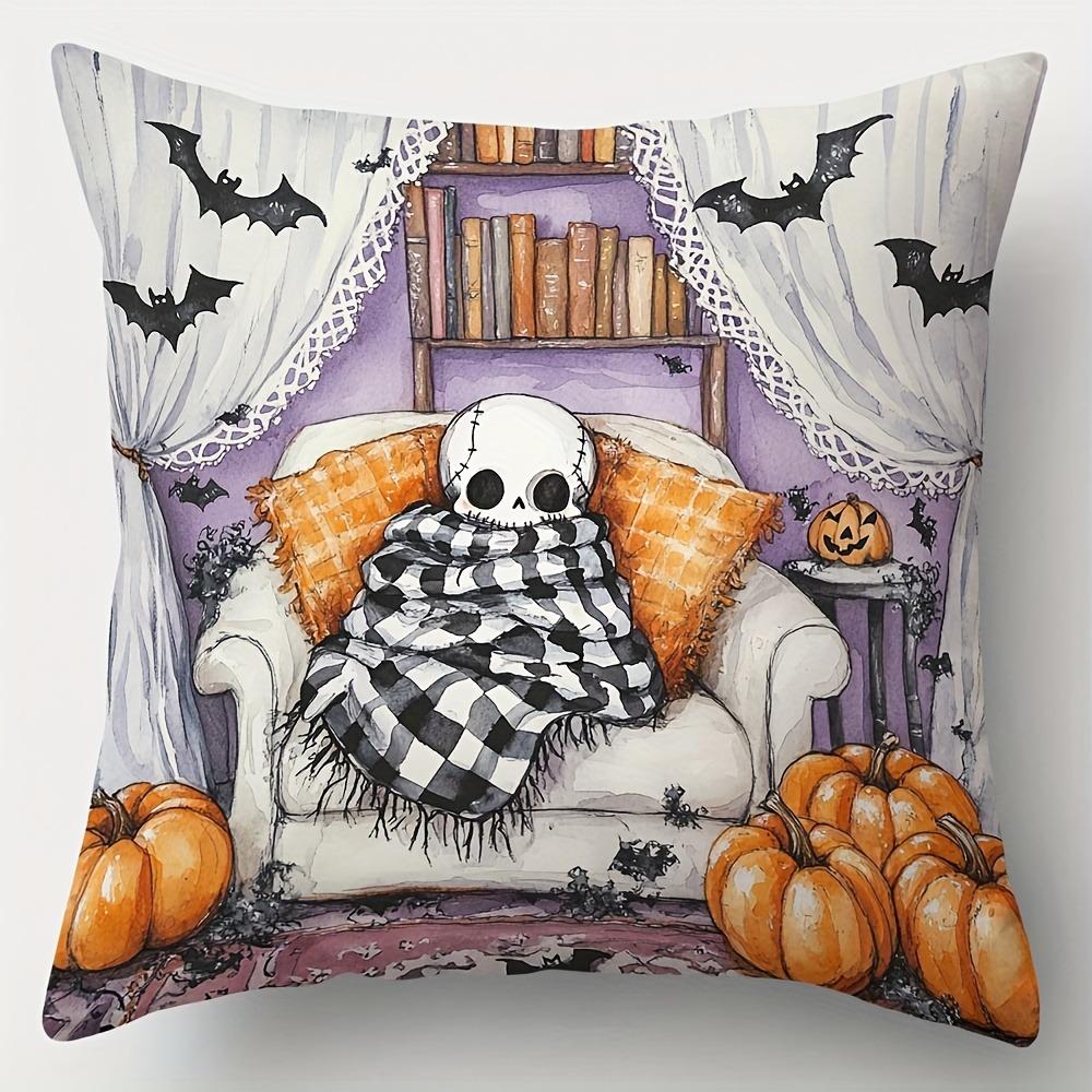 Heminredning Halloween-tema Spöke Och Pumpa Kuddfodral Mönster Kuddfodral Lämpligt För Soffa Sovrum Bil Kuddfodral