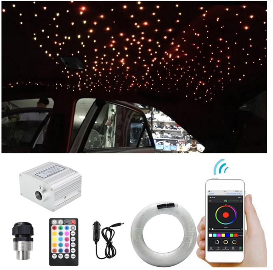 Car RGBW LED Starry Sky Ceiling Light 380 Pcs Mixed Fiber Optic RF/APP Control