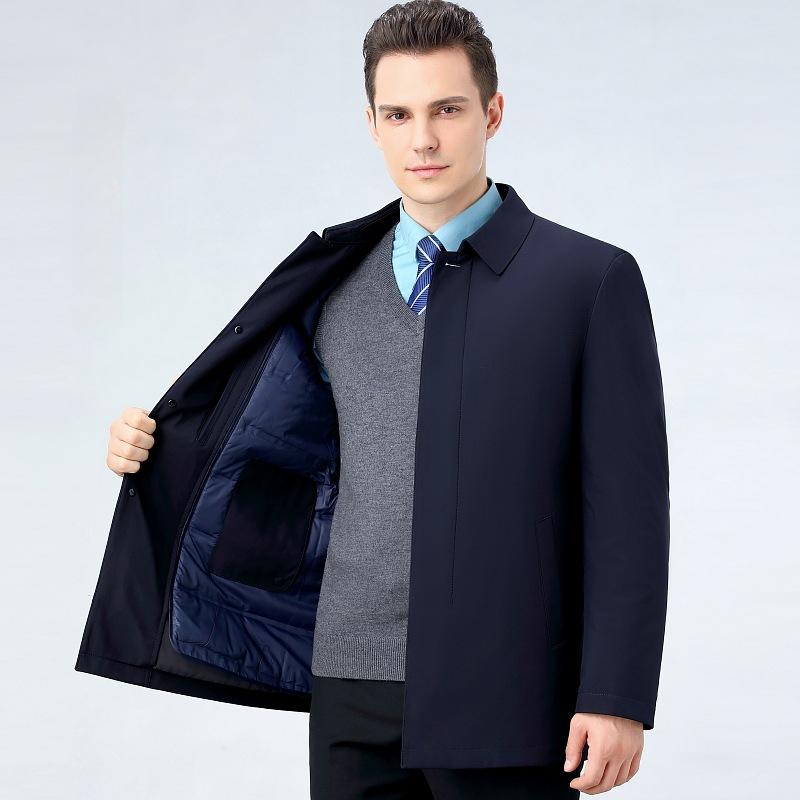 Winter Light Down Jacket Men's Middle-aged Removable Liner Winter Thickening Jacket Down Jacket