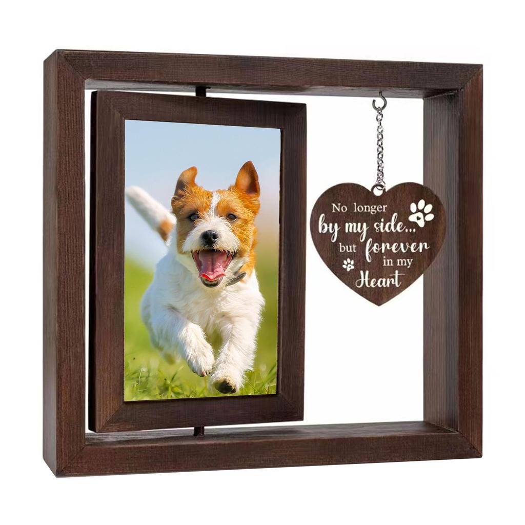 Elegant Wood Pet Memorial Frame for 4x6'' Photo Display Dog Cats Remembrances Picture Frame Sympathy Gifts for Pet Owners