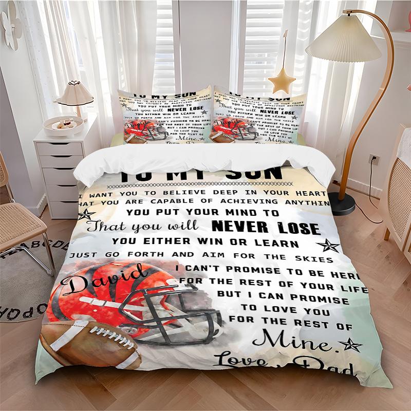 3pcs Heartfelt Message from Dad Bedding Set, Includes 1 Quilt Cover and 2 Pillowcases, Comfortable Bedding with Stylish Design for Bedroom