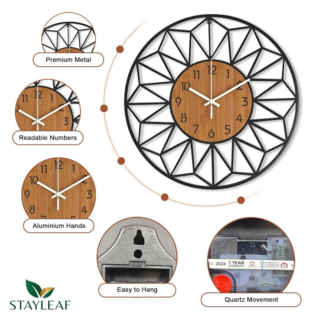 50 Cm / Stylish Metal Wall Clock for Living Room | Modern Antique Hanging Wall Watch for Bedroom, Hall, Dining, Office