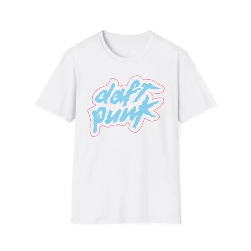 Daft Punk Logo White Black T Shirt Blue Pink Retro S разноцветный