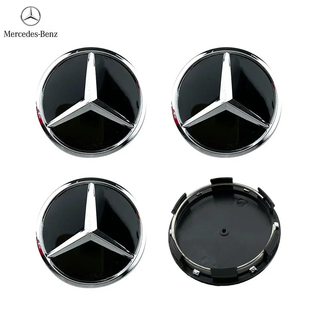 VOCCL1 2025 for Mercedes benz AMG 4pcs 60mm Black Silver Car Wheel Cap Badge Logo Cover For Mercedes Benz W176 W177 W204 W205 W212 W213