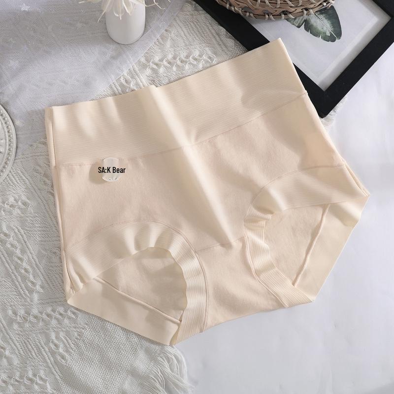 Women's Large High Waist Seamless Briefs - 5A Grade Pure Xinjiang Cotton, Antibacterial & Breathable.