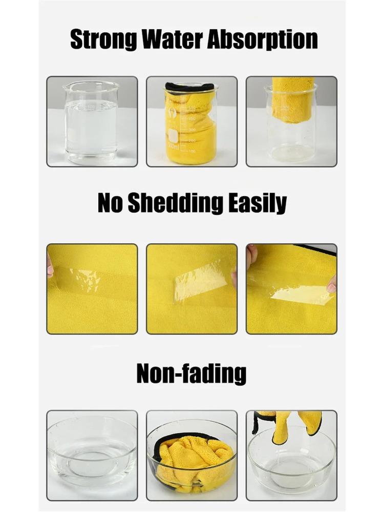 1/2/6/10pcs Microfiber Cleaning Towel Thicken Soft Drying Cloth Car Body Washing Towels Double Layer Clean Rags Car Accessories