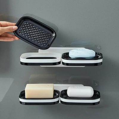 Aan de muur gemonteerde dubbellaagse zeepbak zonder ponsen met lade en afdruiprek Keuken spons opbergdoos Badkamer organizer rek planken