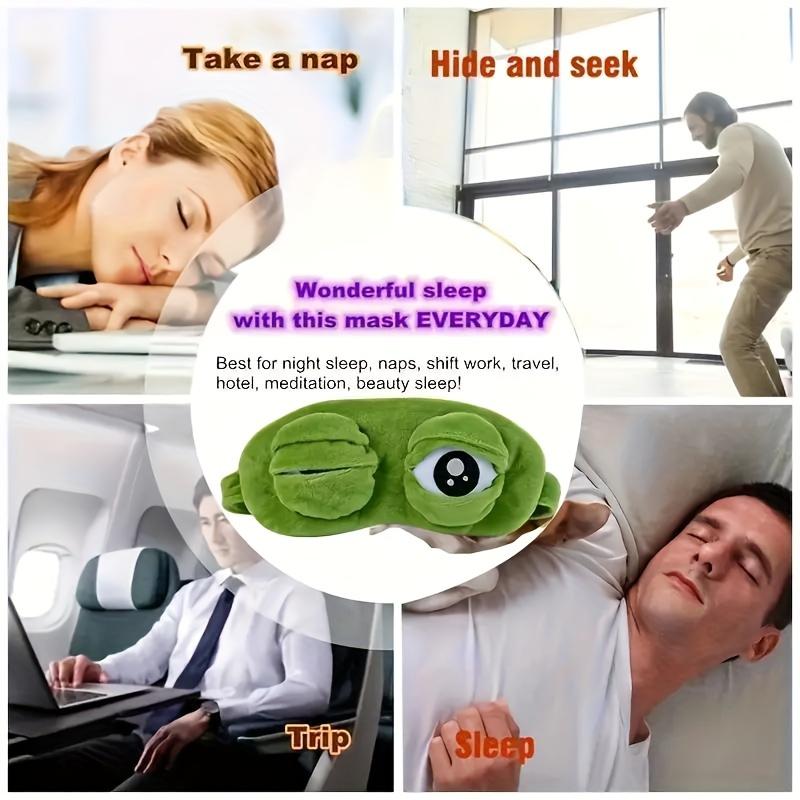 1pc/2pcs/3pcs Green Frog Cartoon Cute Eye Mask Sad 3D Eye Mask Sleeping Rest Sleeping Fun Adult Unisex Gift