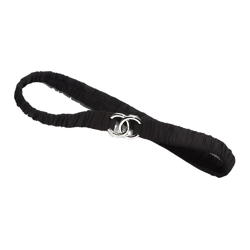 

CHANEL [25P Spring and Summer] Double C logo buckle design, silk belt, women s black - чорний