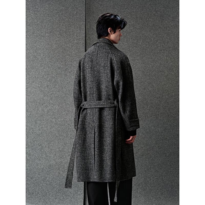 GXG Men's Linen Wool Blend Double-Breasted Chesterfield Coat