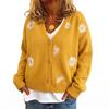 YYFS Suéteres Casuales de Moda para Mujer Otoño Invierno Estampado de Flores Manga Larga Cuello en V