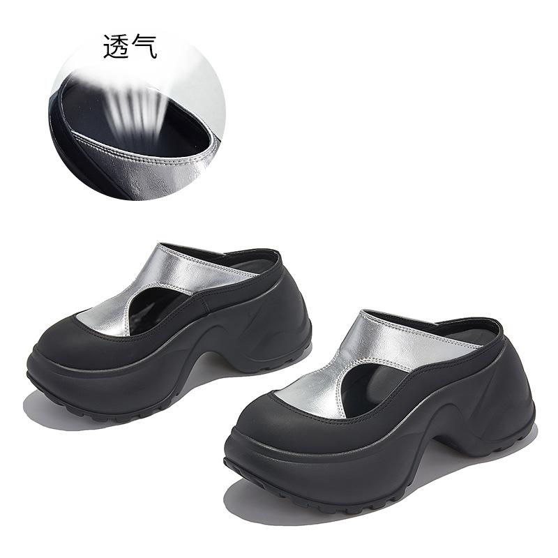 Baotou slippers women's 2025 summer new thick-bottomed heightening muffin versatile sandals women's casual and fashionable half-drag